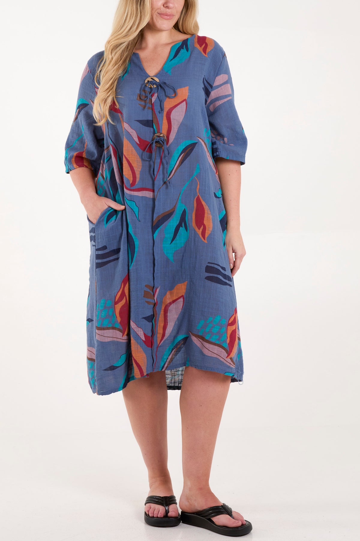 Pure Cotton Leave Print Dress