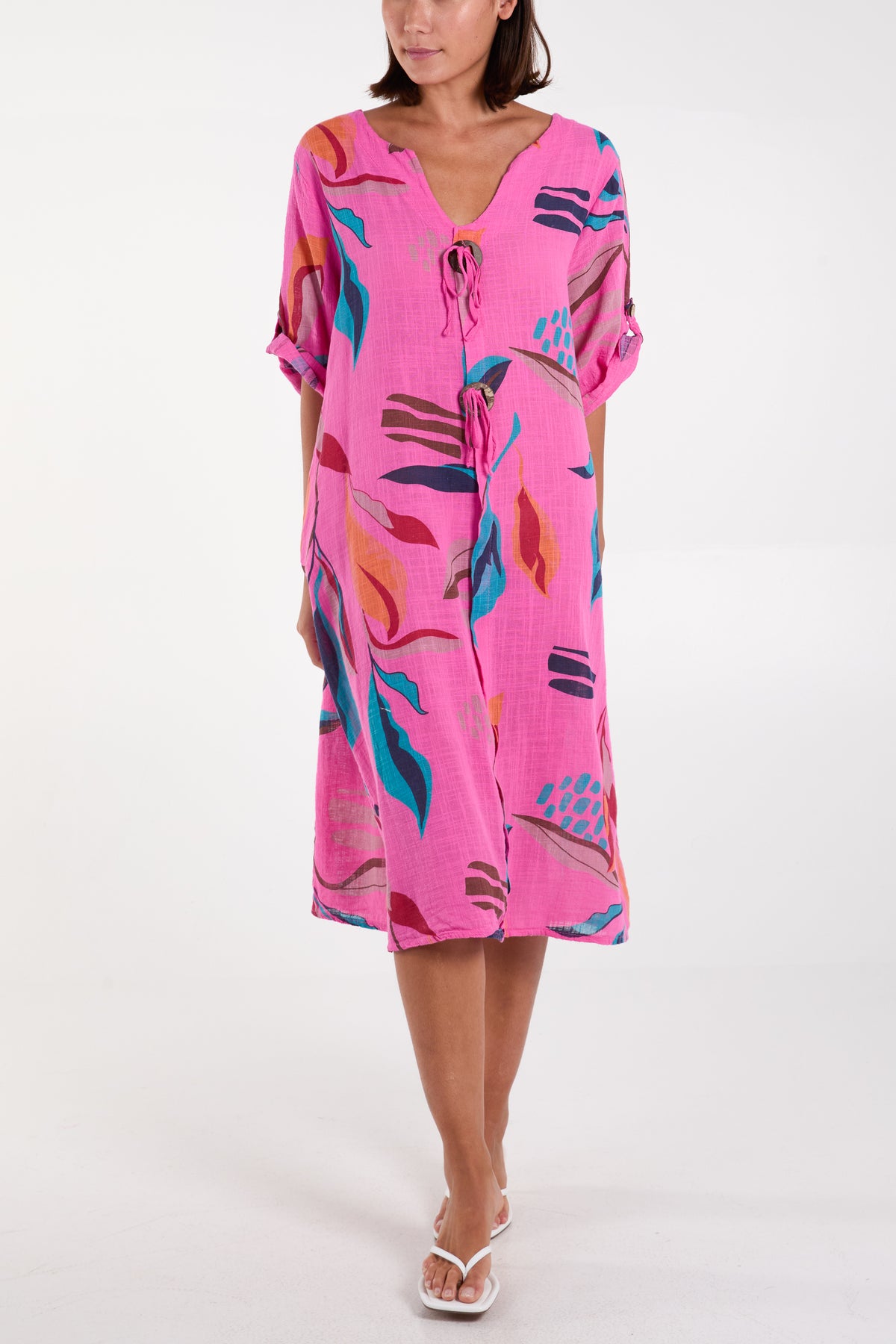 Pure Cotton Leave Print Dress