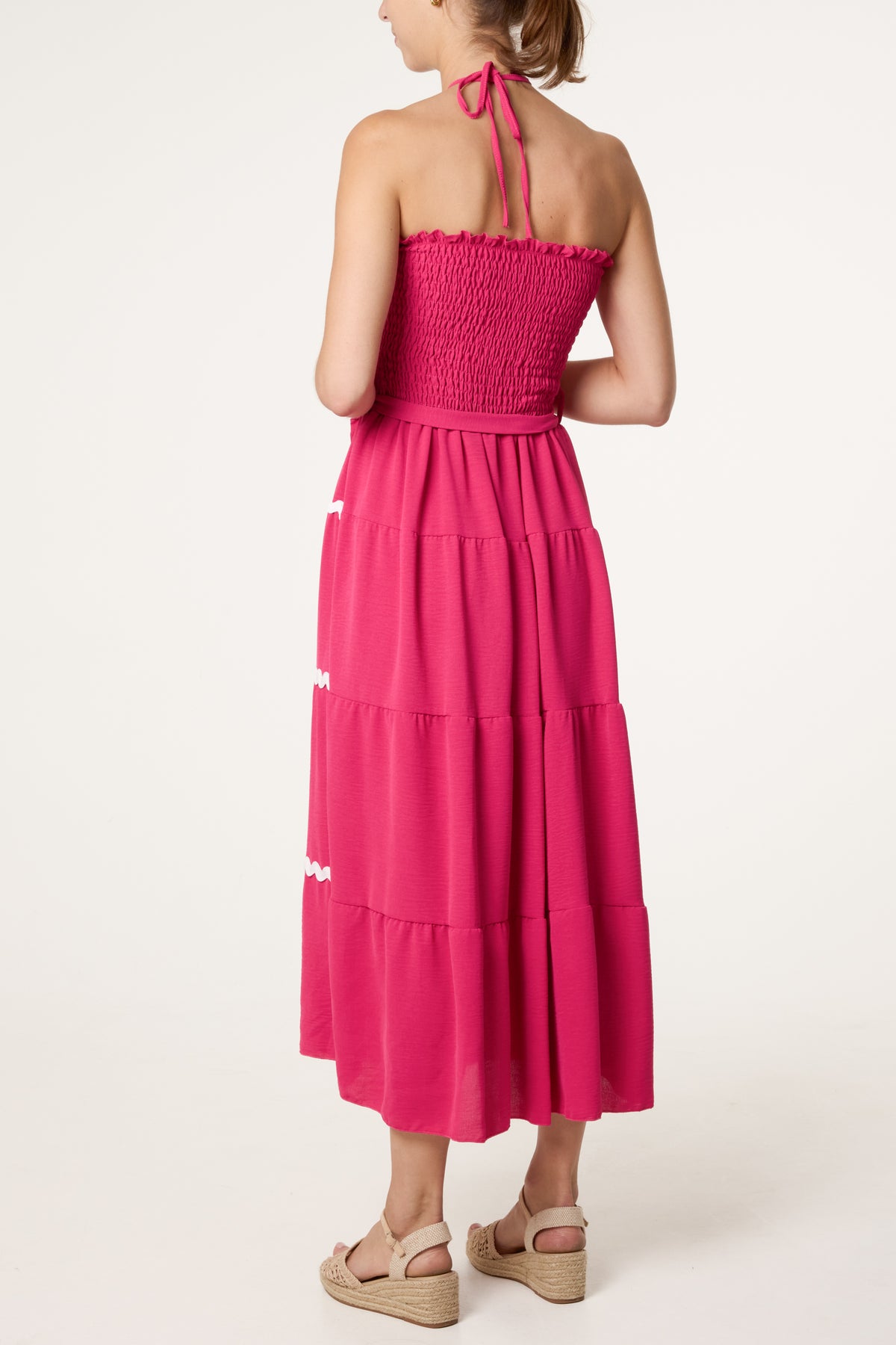 Strapless Scalloped Detail Tiered Dress