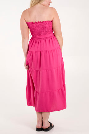 Strapless Scalloped Tiered Dress