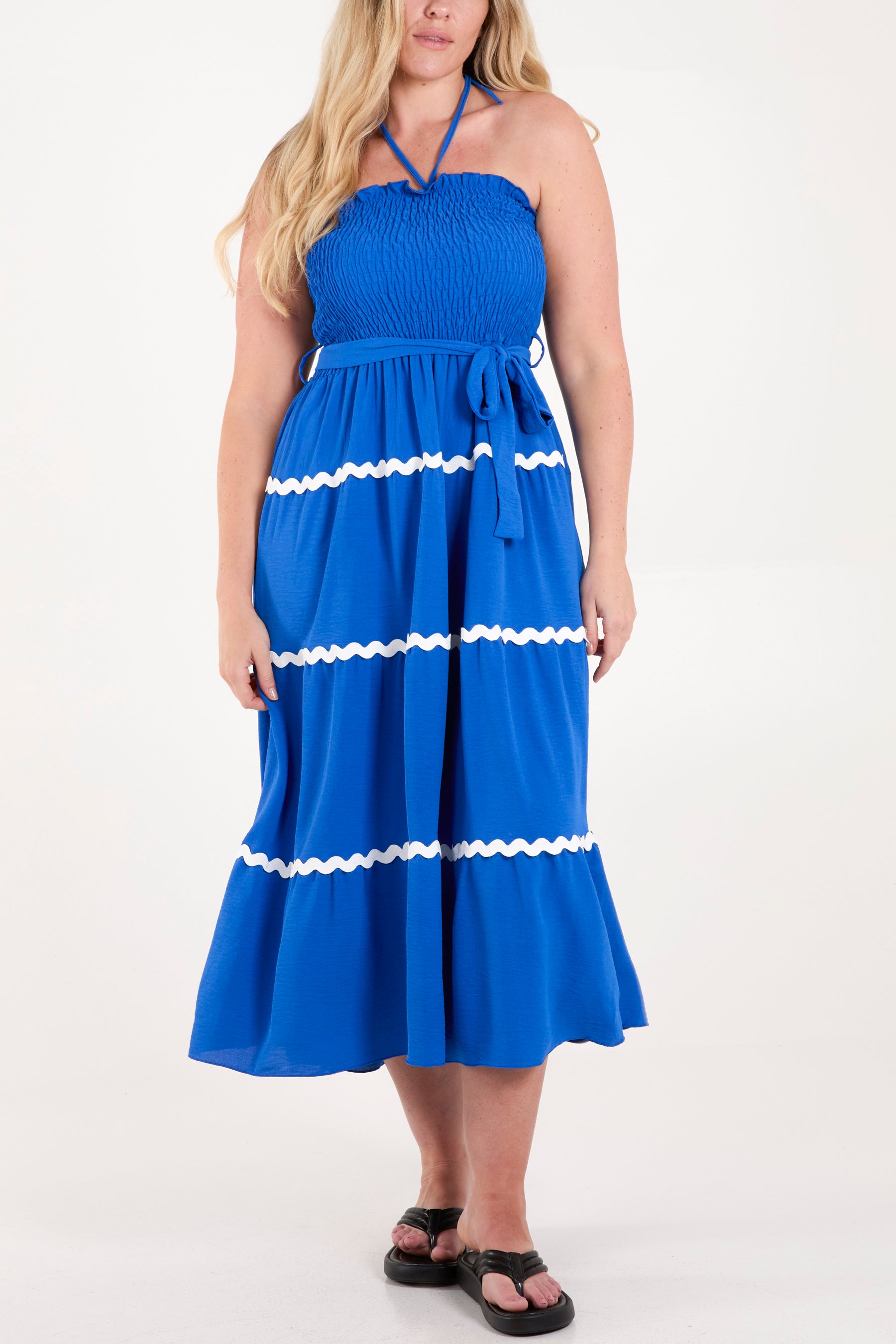 Strapless Scalloped Tiered Dress