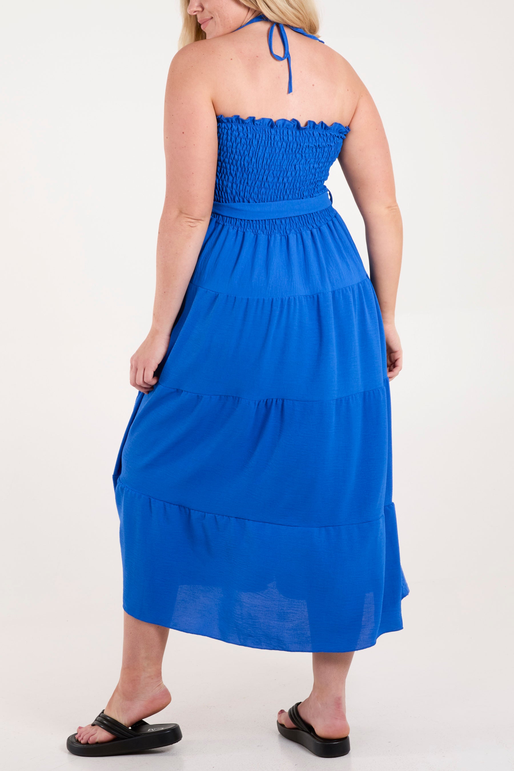 Strapless Scalloped Tiered Dress