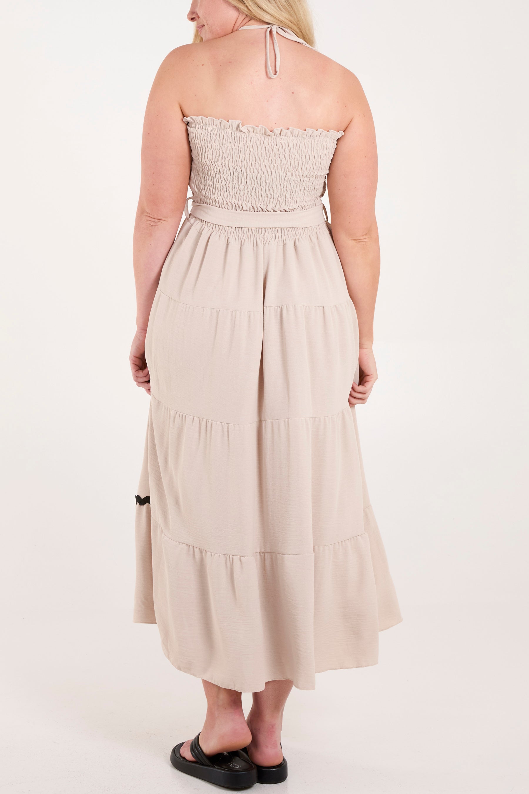 Strapless Scalloped Tiered Dress