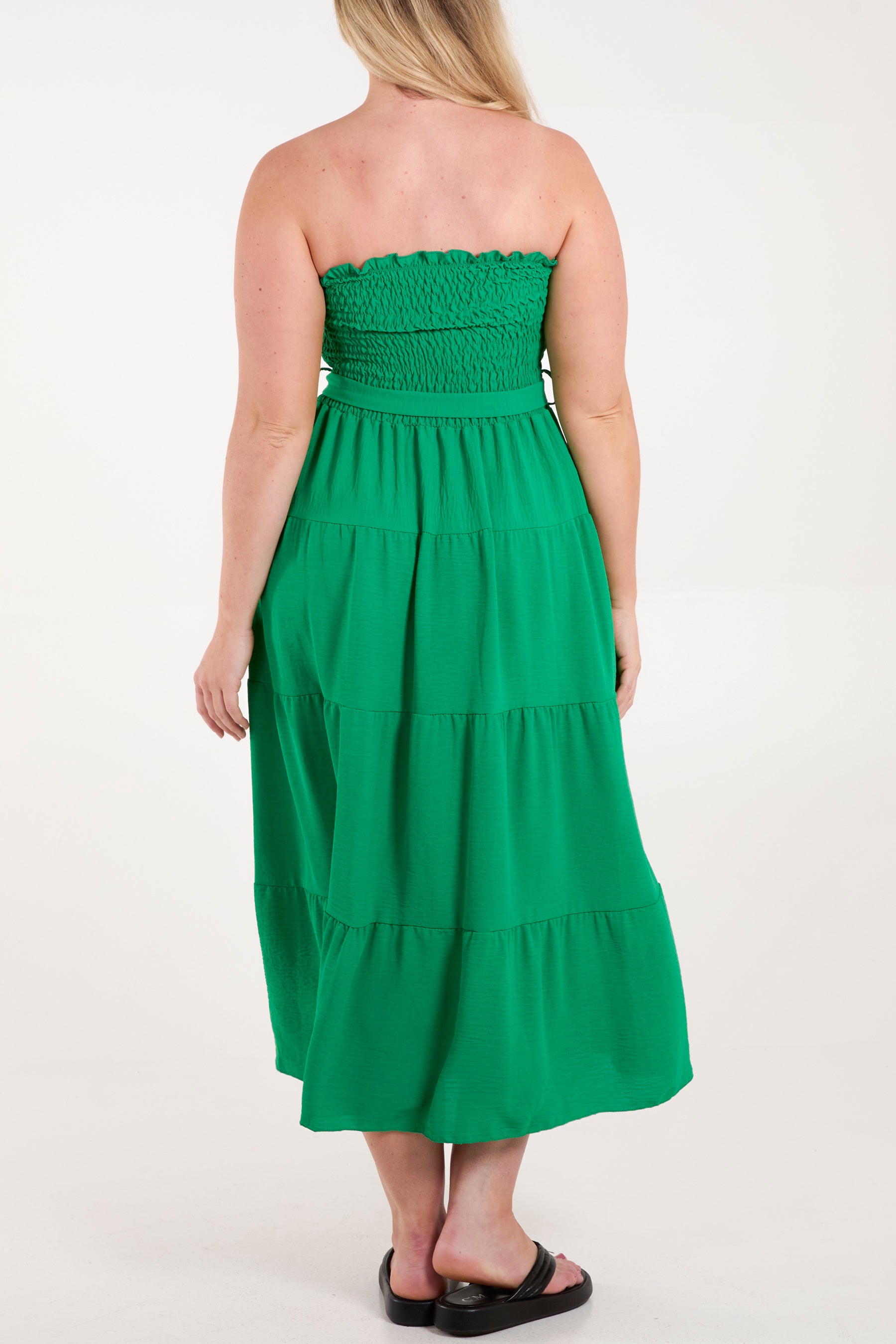 Strapless Scalloped Tiered Dress