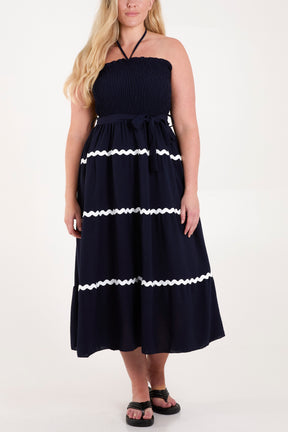 Strapless Scalloped Tiered Dress