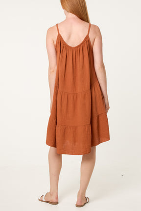 Cheesecloth Cami Tiered Mini Dress