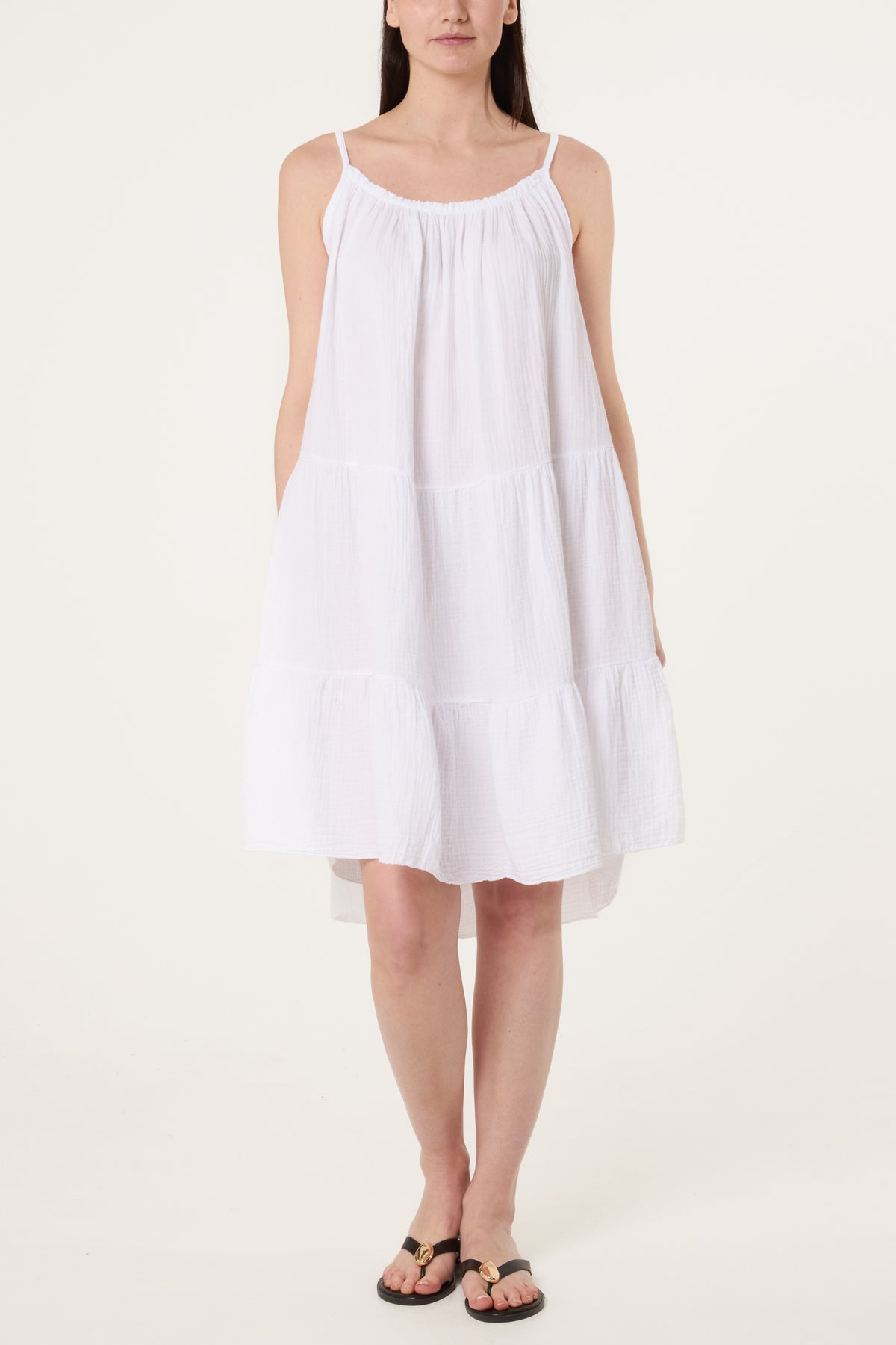 Cheesecloth Cami Tiered Mini Dress