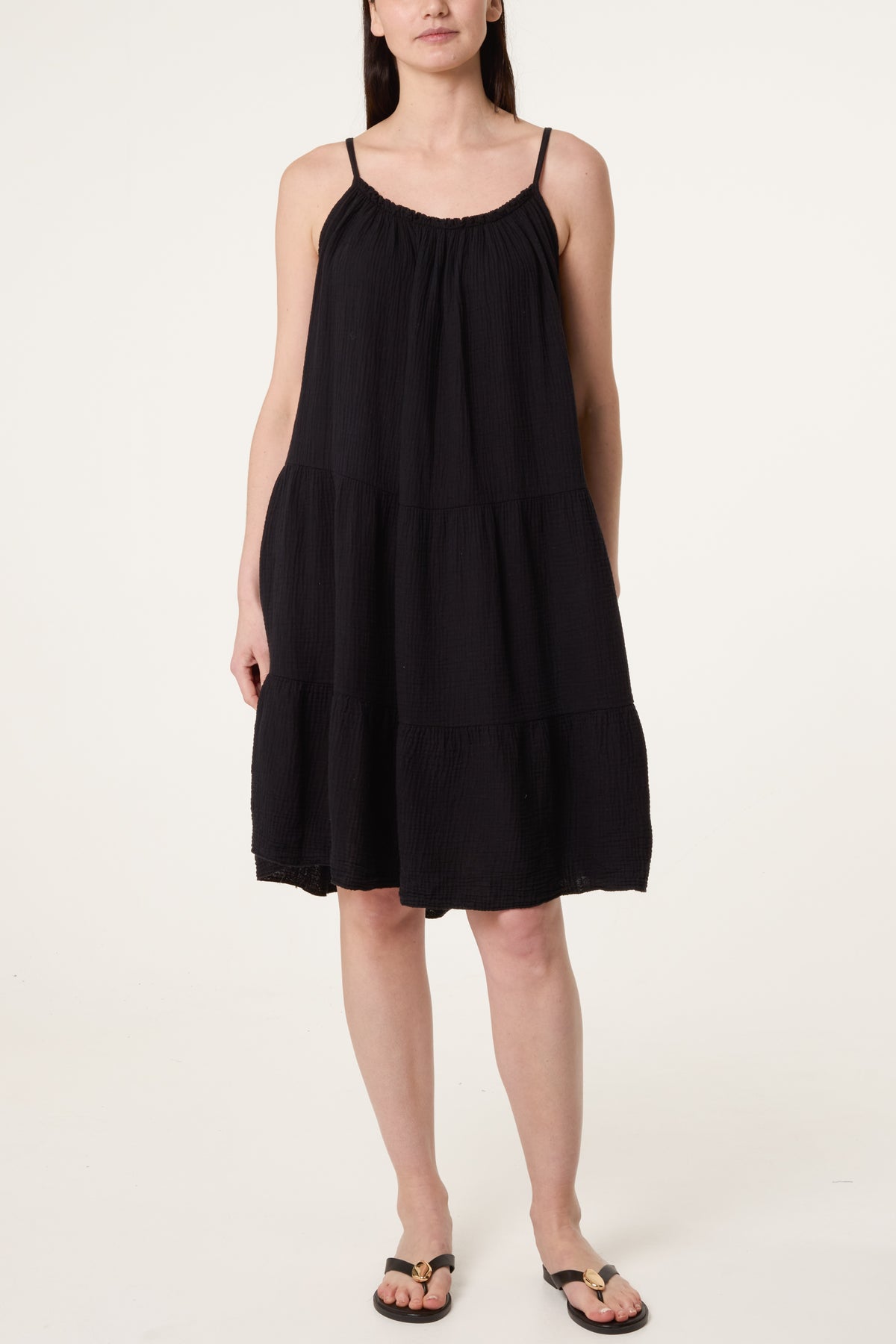 Cheesecloth Cami Tiered Mini Dress