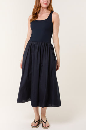 Square Neck Sleeveless Pocket Dress