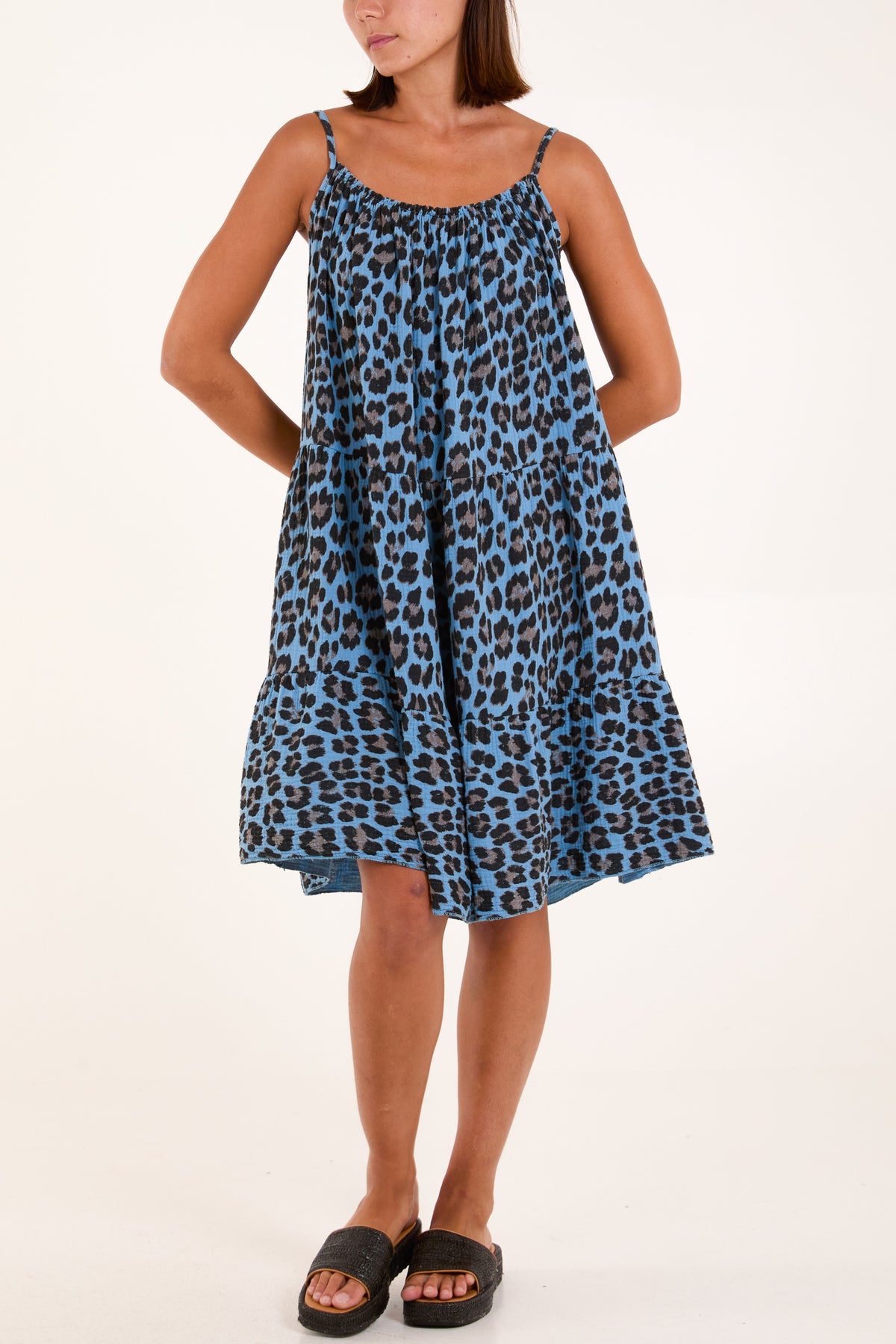 Animal Print Cami Cheesecloth Dress