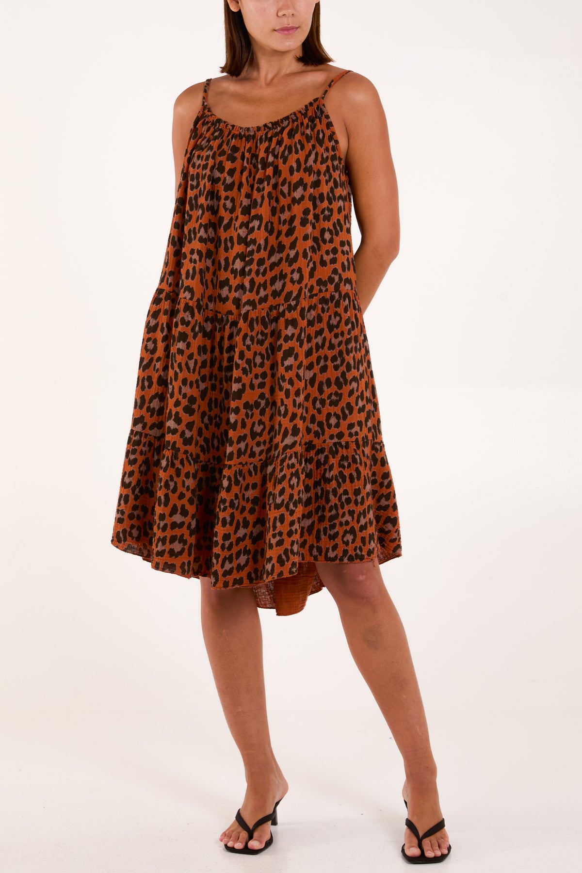 Animal Print Cami Cheesecloth Dress