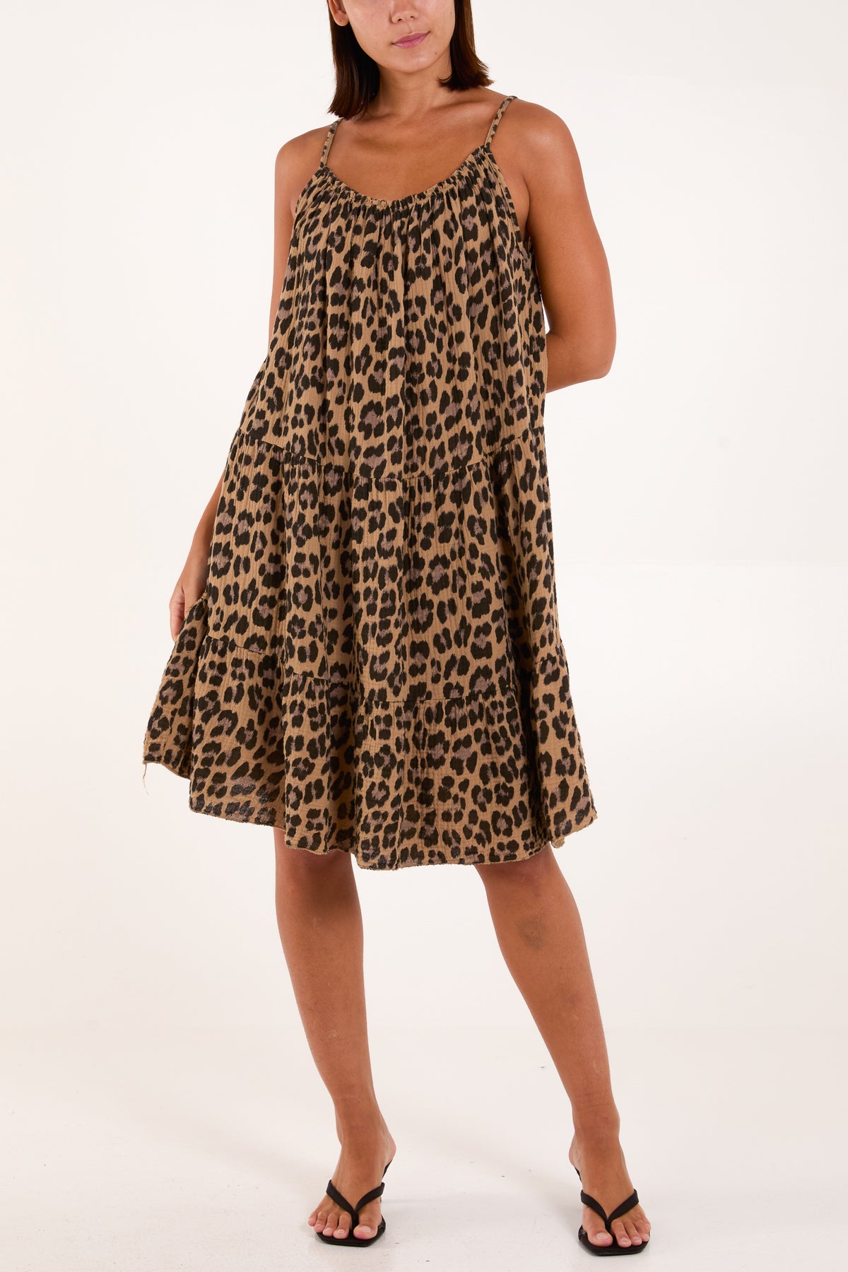 Animal Print Cami Cheesecloth Dress