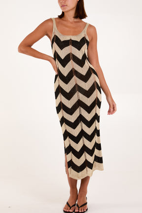 Zig Zag Lurex Knitted Midi Dress