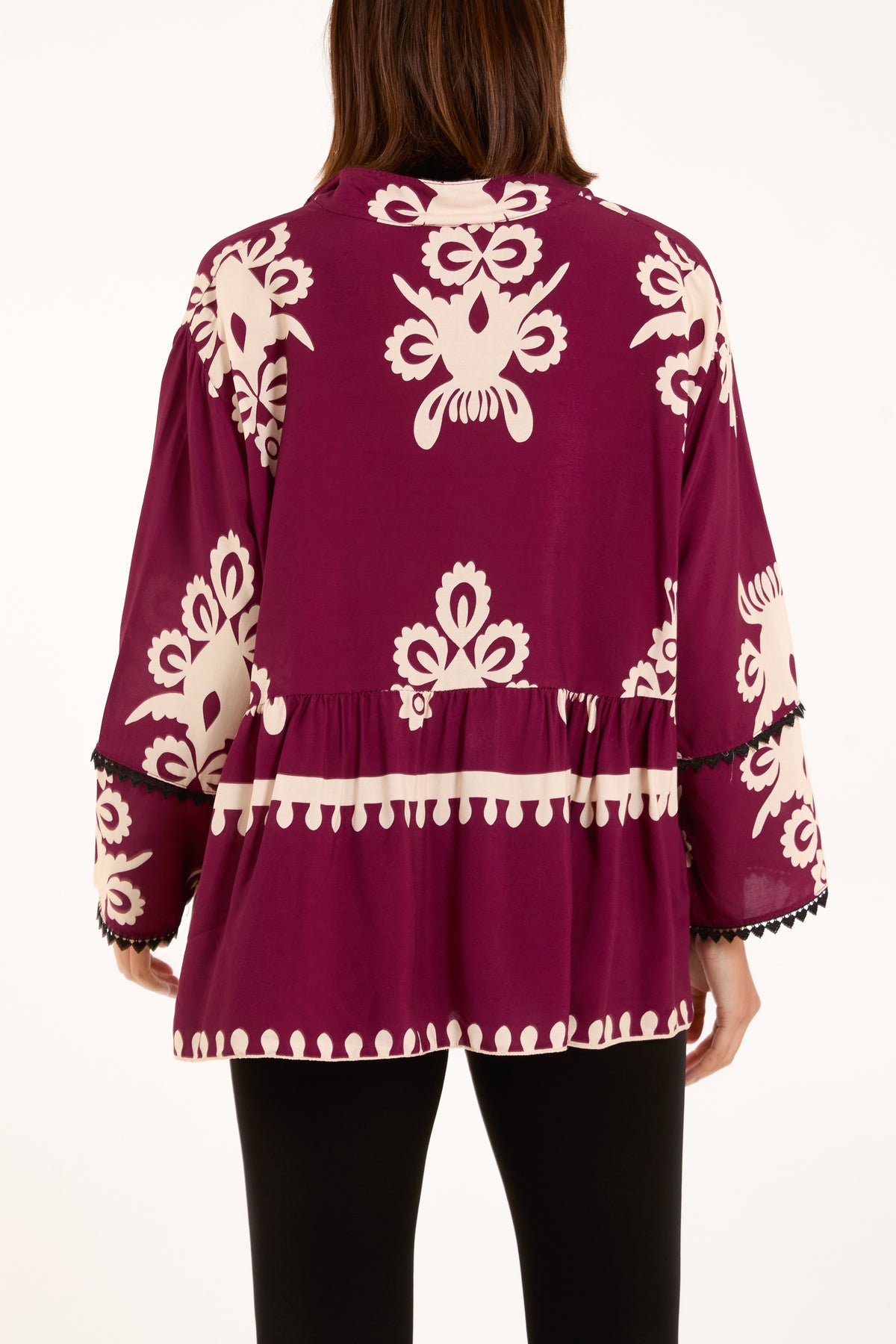 Tribal Tied Front Smock Blouse