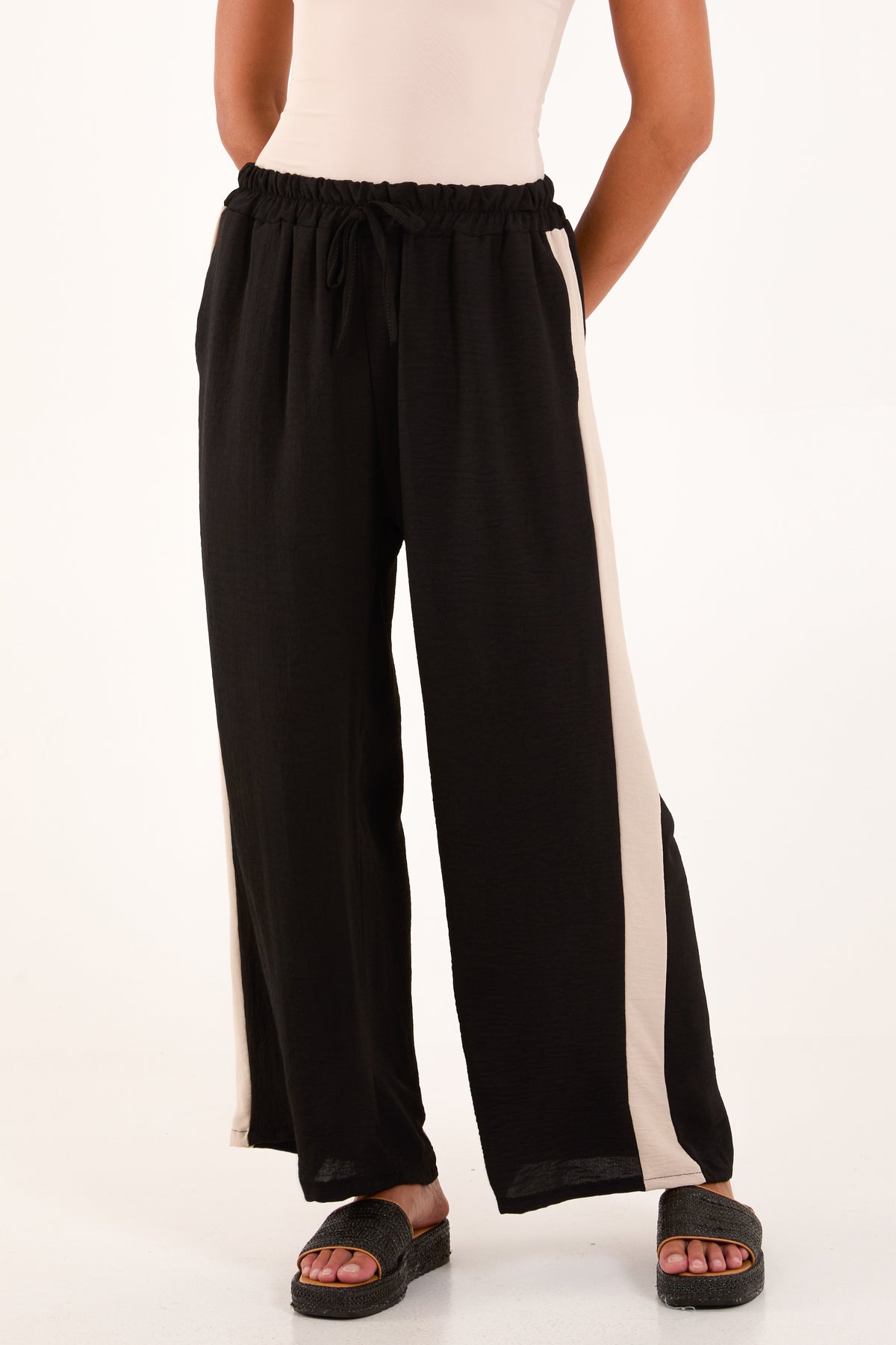 Side Stripe Wide Leg Trousers