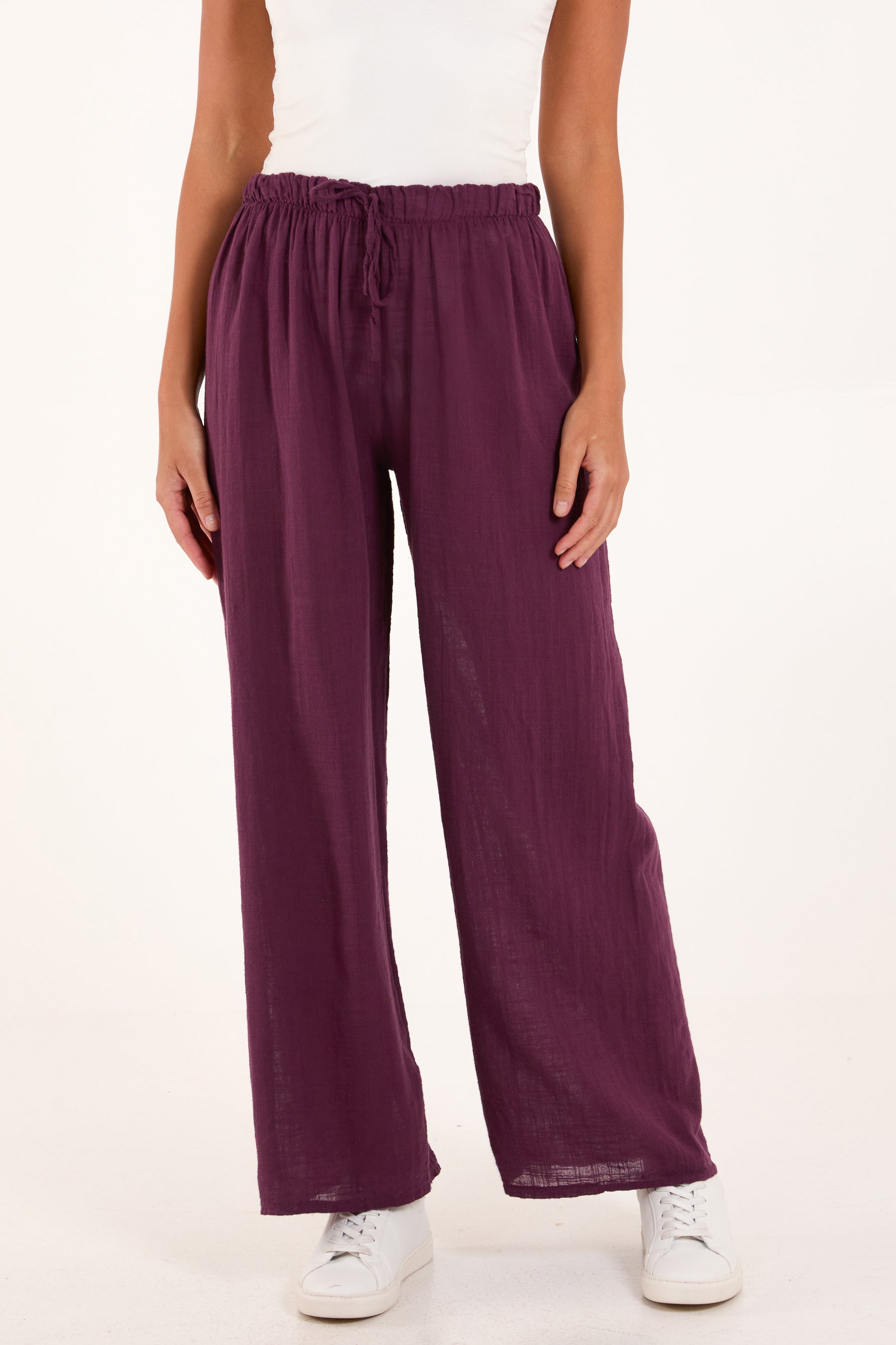 Pure Cotton Wide Leg Trousers