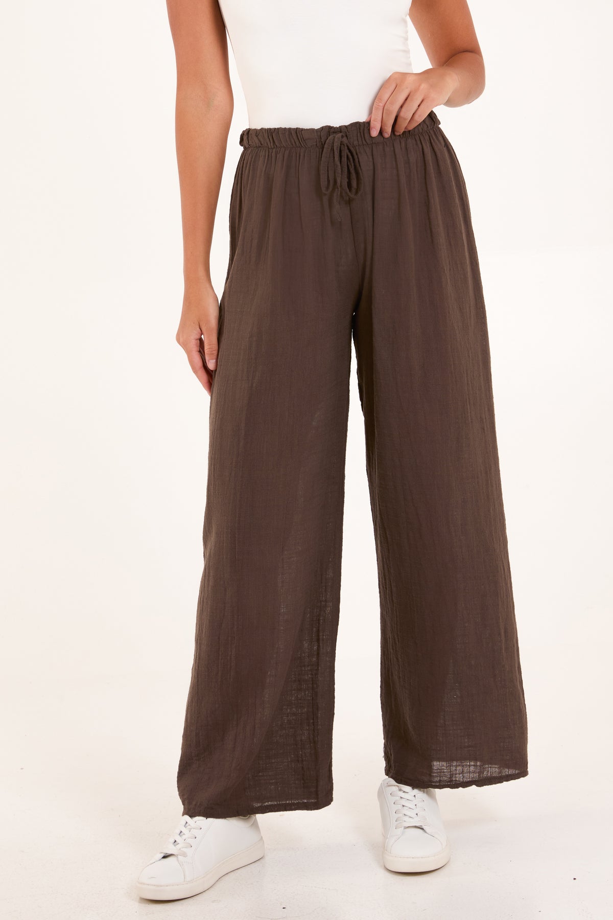 Pure Cotton Wide Leg Trousers