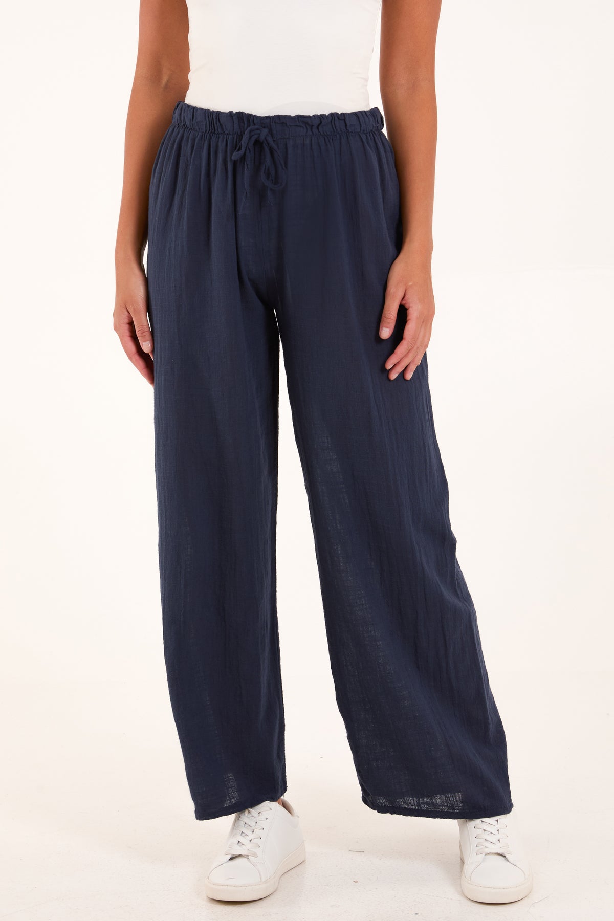 Pure Cotton Wide Leg Trousers