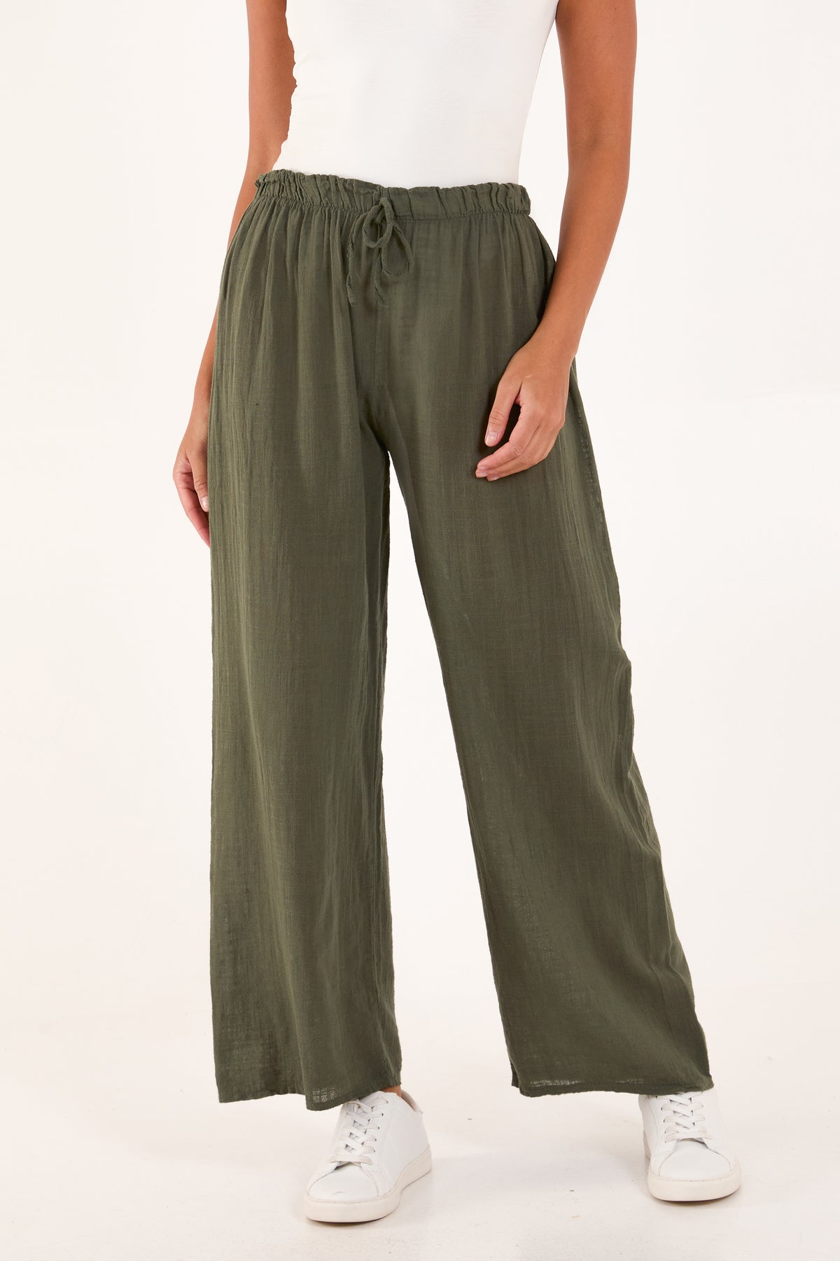 Pure Cotton Wide Leg Trousers