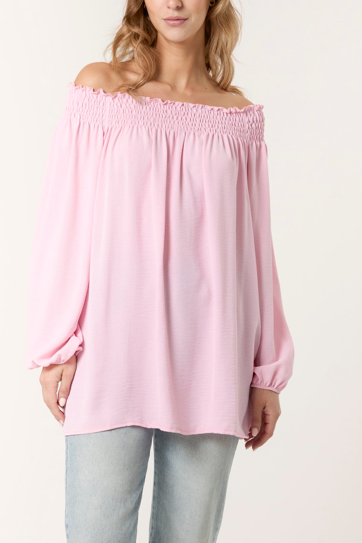 Floaty Long Sleeve Bardot Blouse