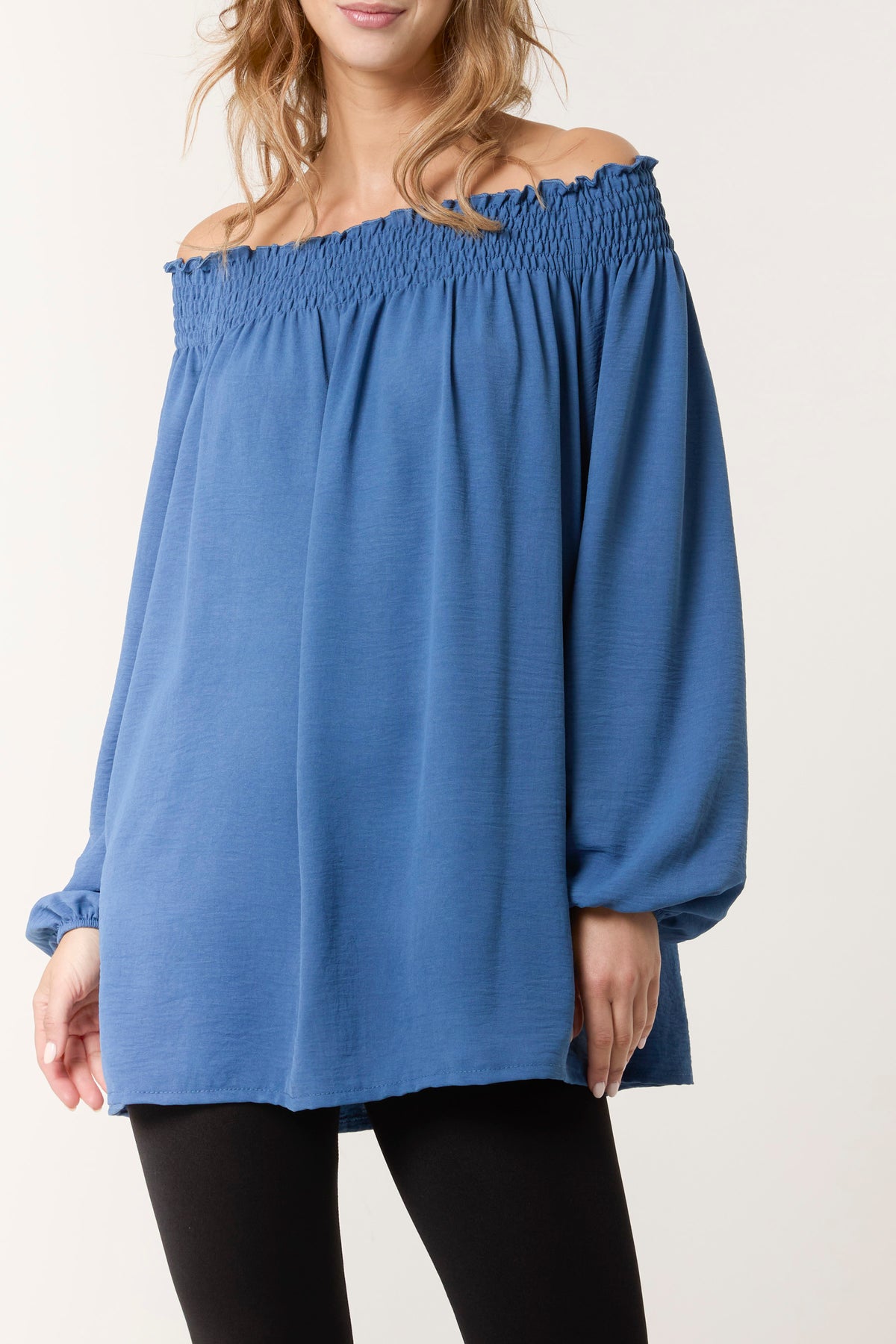 Floaty Long Sleeve Bardot Blouse