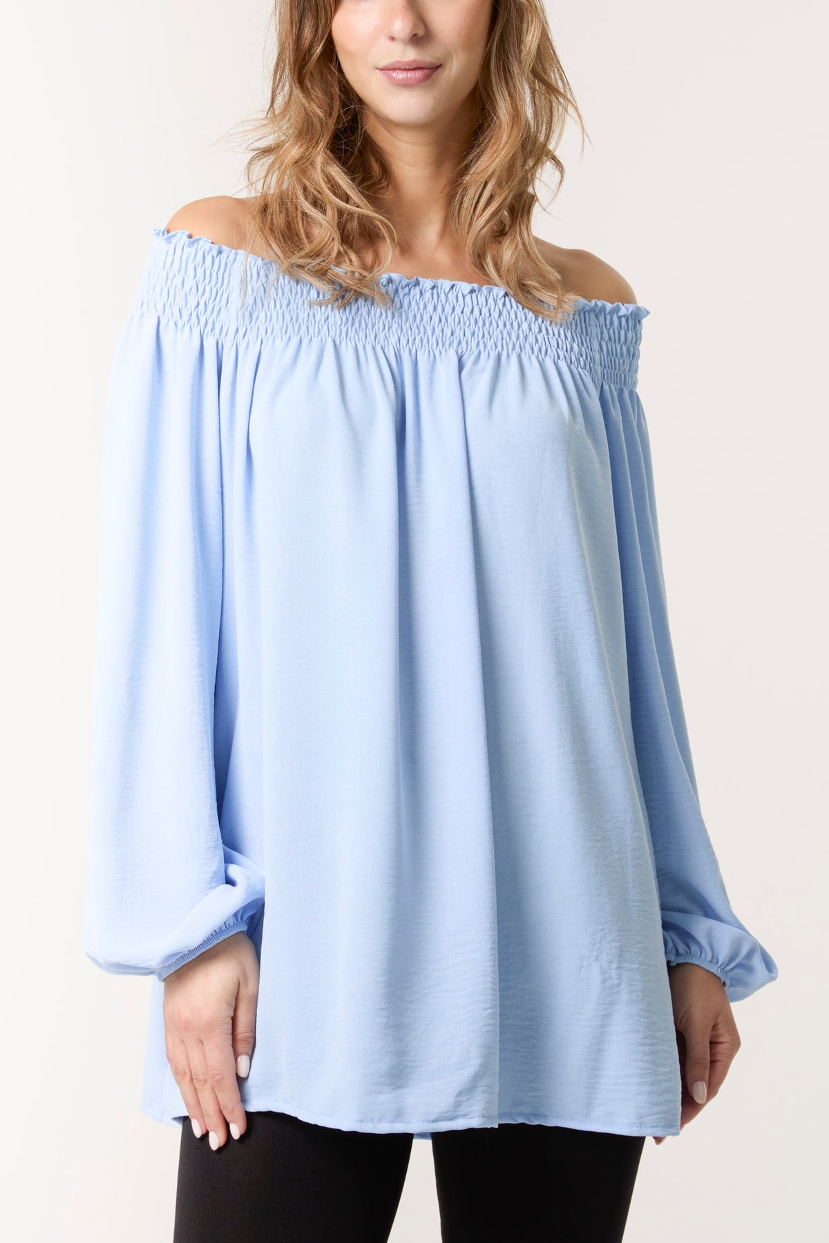 Floaty Long Sleeve Bardot Blouse