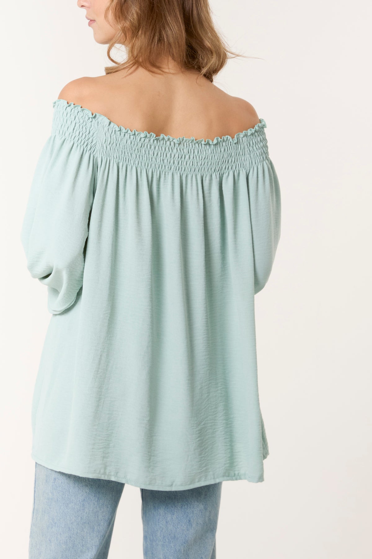 Floaty Long Sleeve Bardot Blouse