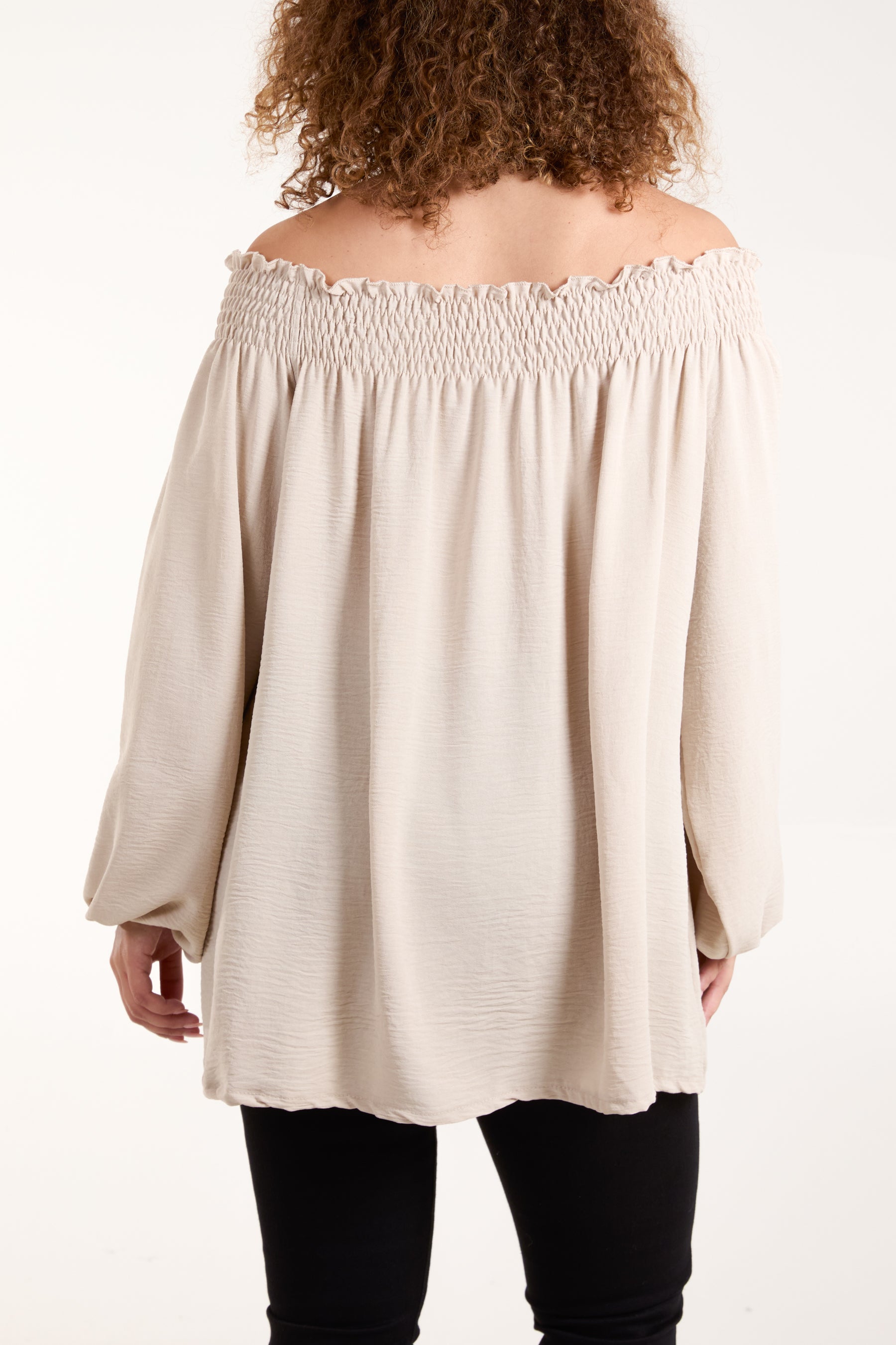 Floaty Long Sleeve Bardot Blouse