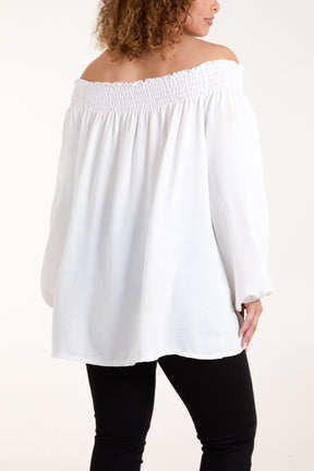 Floaty Long Sleeve Bardot Blouse