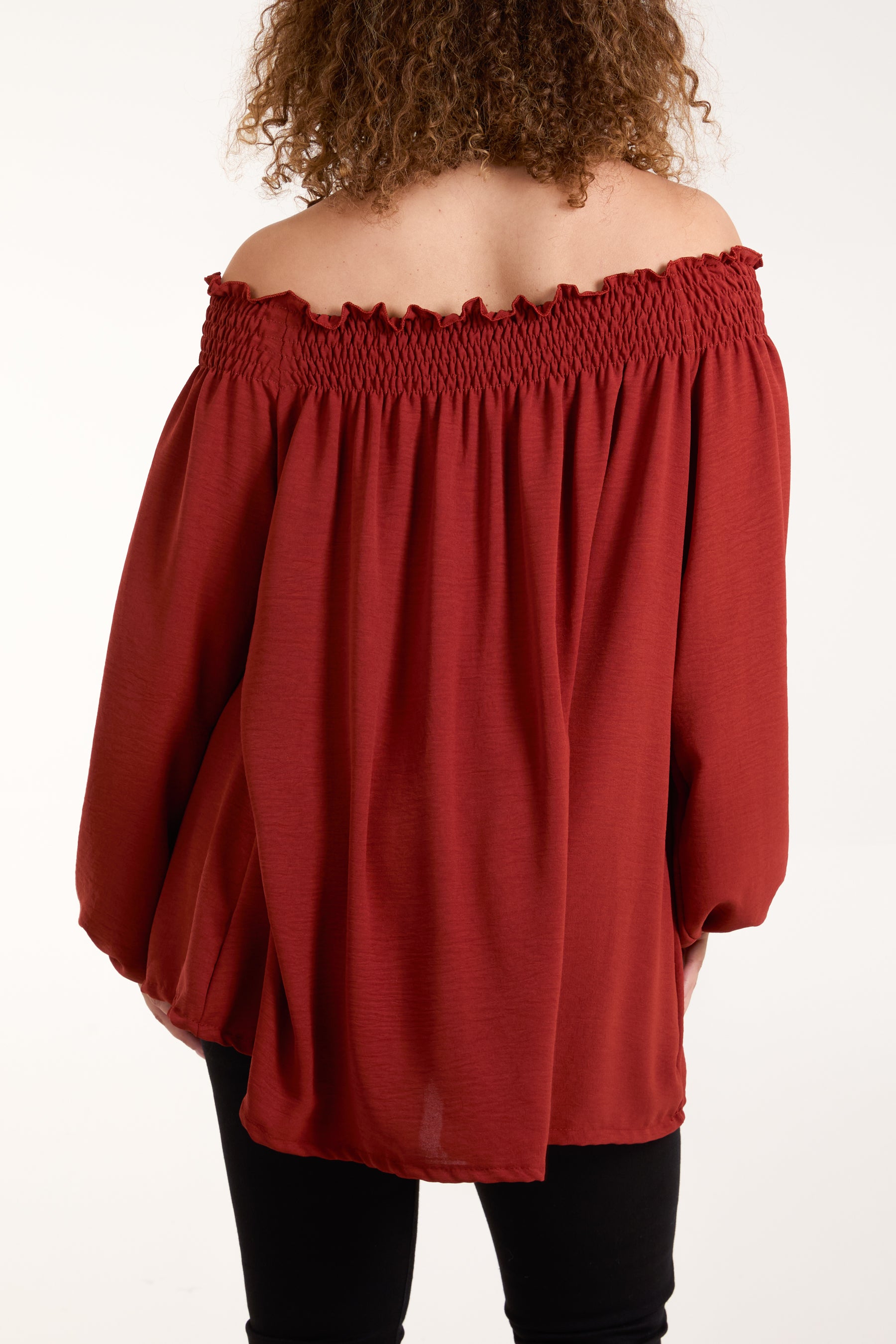 Floaty Long Sleeve Bardot Blouse