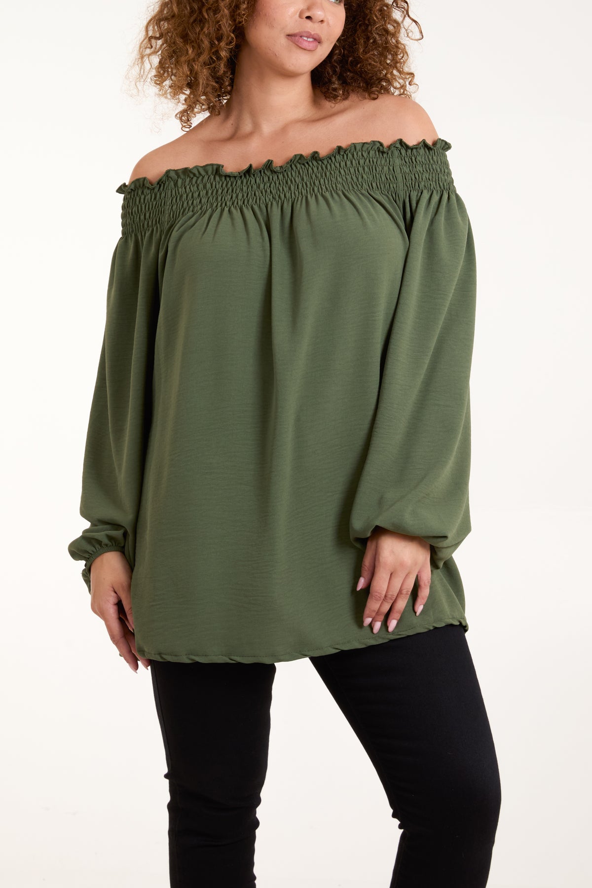 Floaty Long Sleeve Bardot Blouse