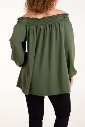 Floaty Long Sleeve Bardot Blouse