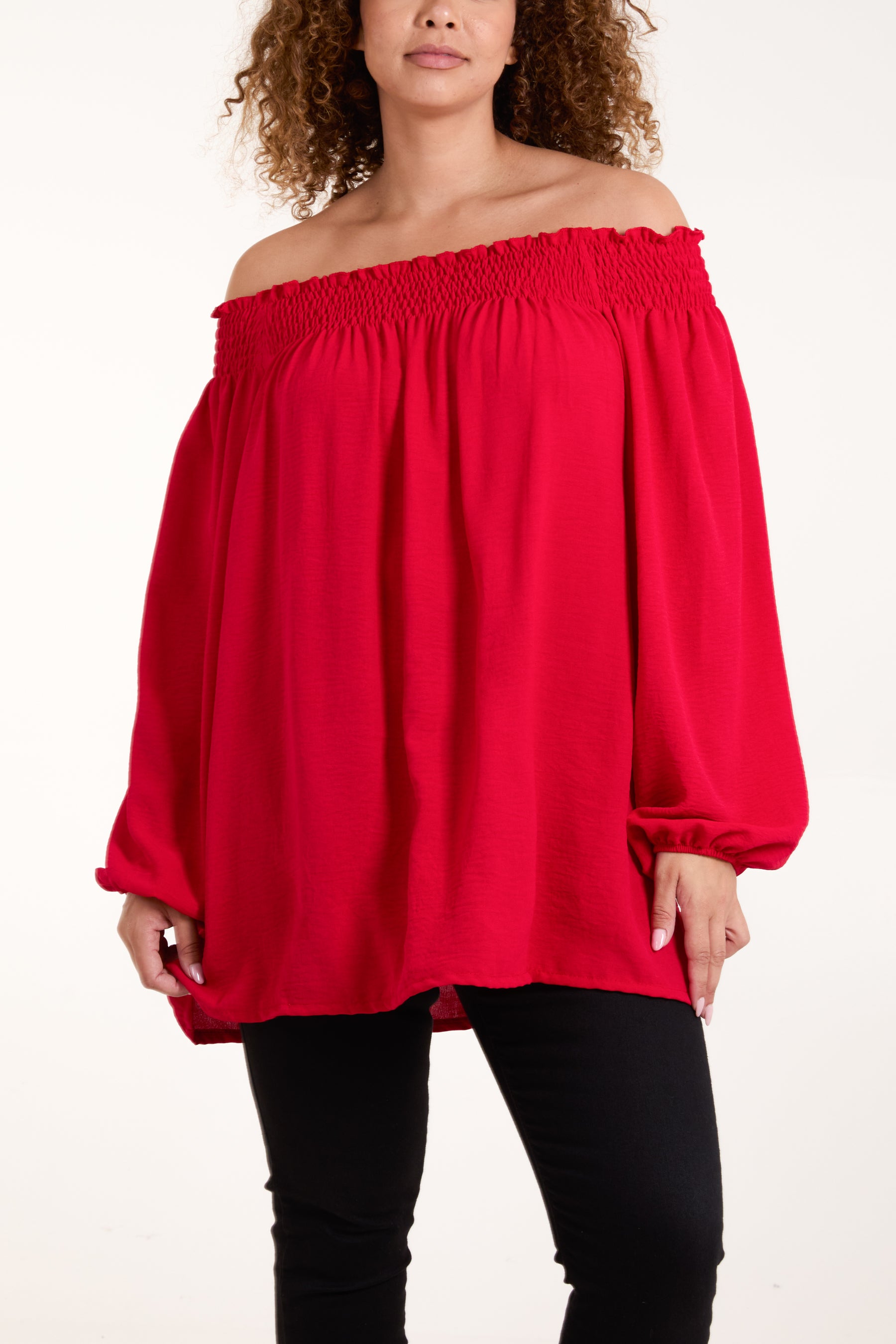 Floaty Long Sleeve Bardot Blouse