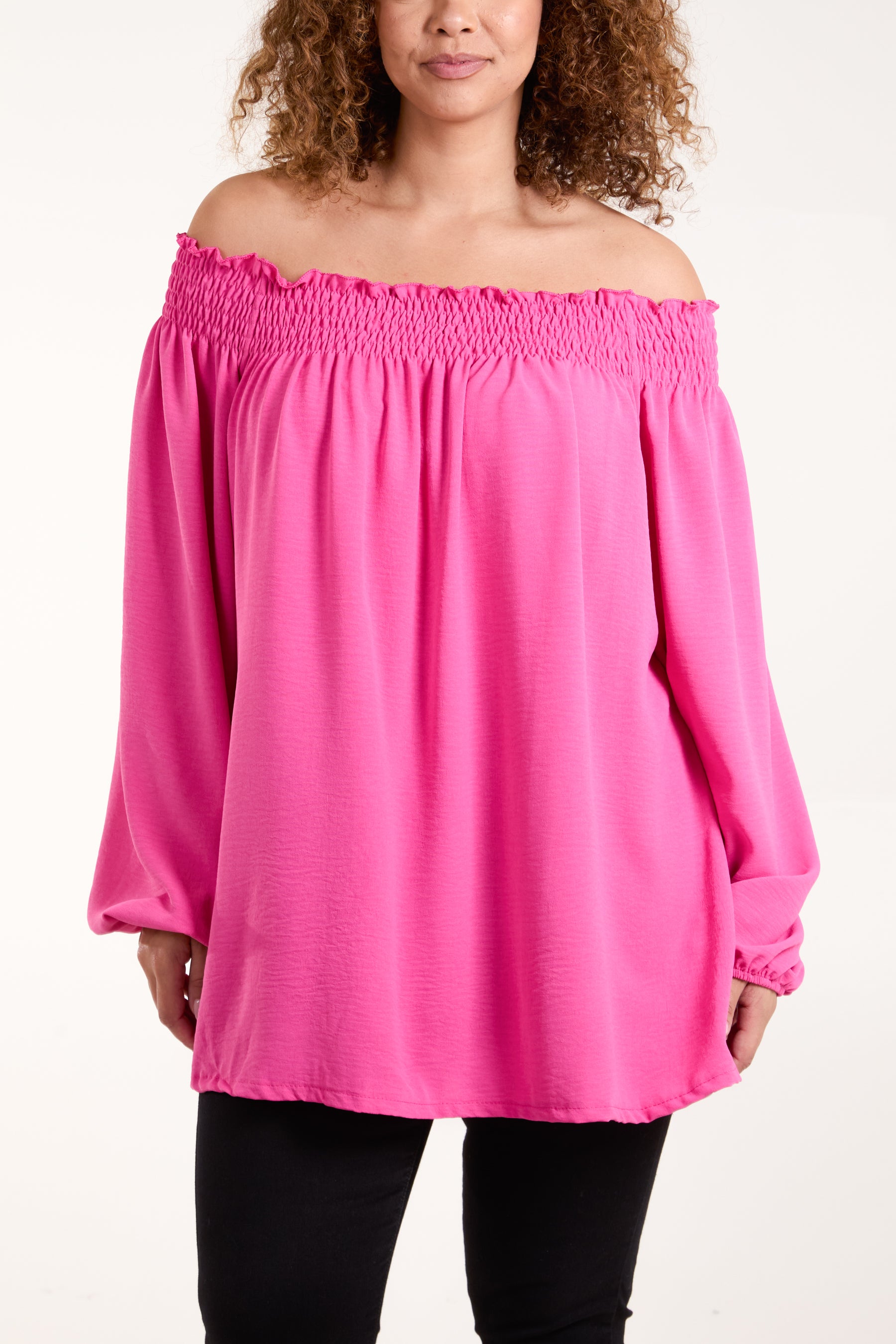 Floaty Long Sleeve Bardot Blouse