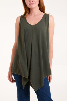 Sleeveless V-Neck Asymmetric Hem Top