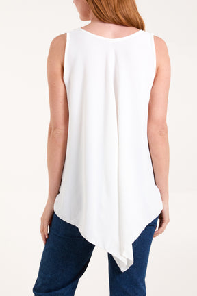 Sleeveless V-Neck Asymmetric Hem Top