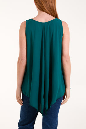 Sleeveless V-Neck Asymmetric Hem Top