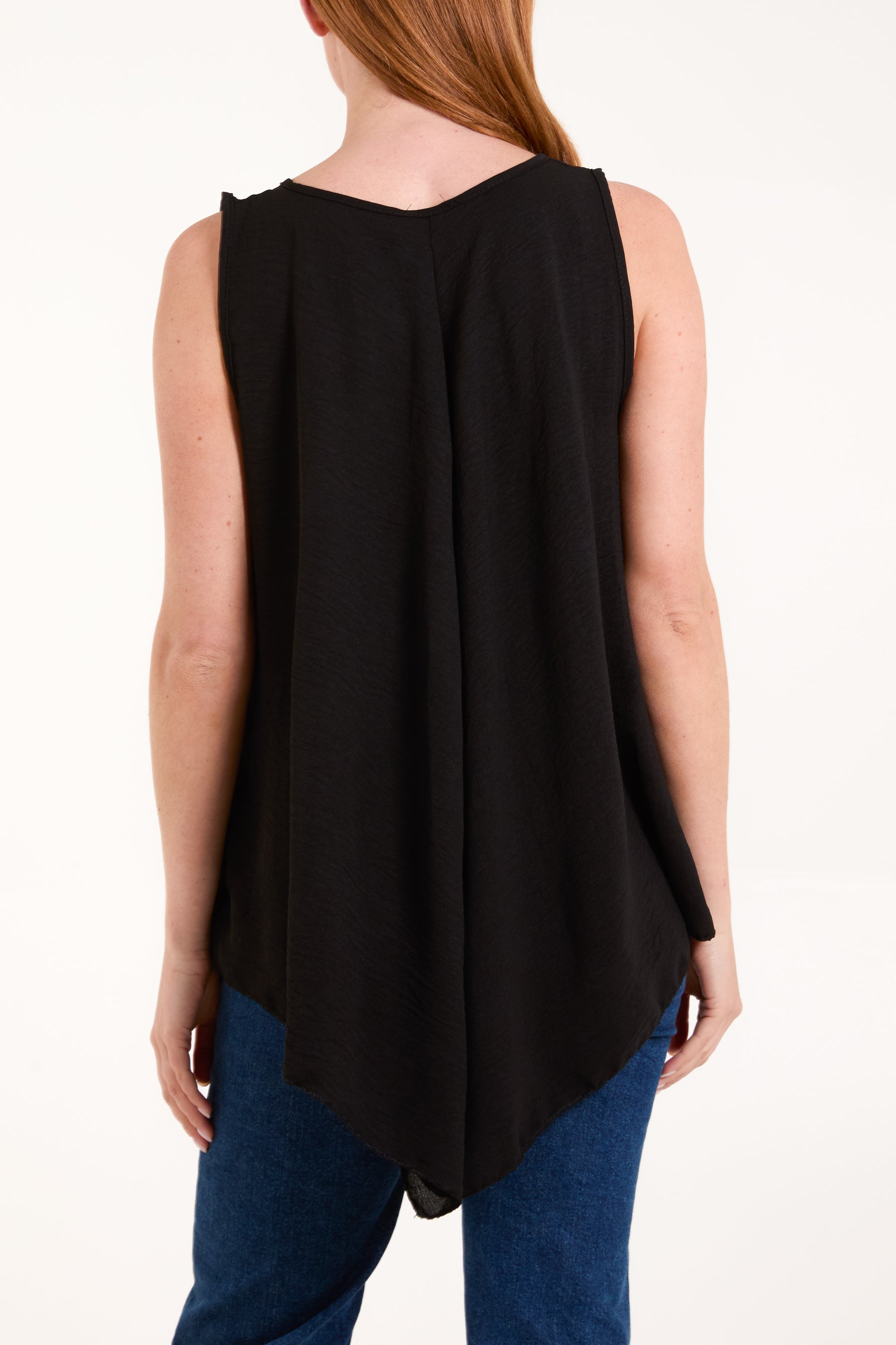 Sleeveless V-Neck Asymmetric Hem Top