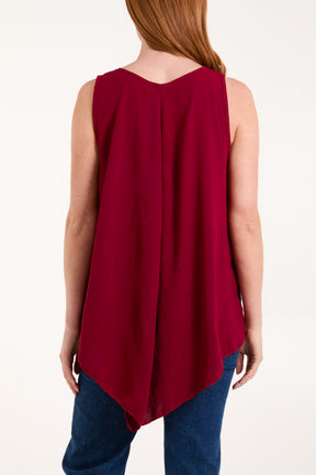 Sleeveless V-Neck Asymmetric Hem Top