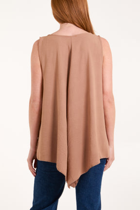 Sleeveless V-Neck Asymmetric Hem Top