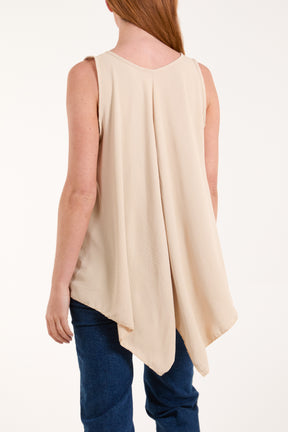 Sleeveless V-Neck Asymmetric Hem Top