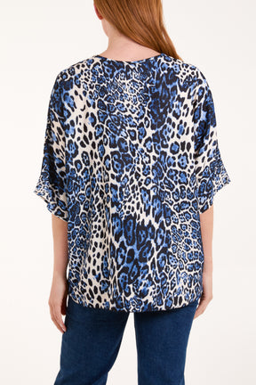 V-Neck Tied Front Leopard Top