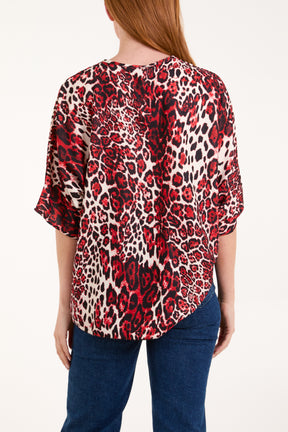 V-Neck Tied Front Leopard Top