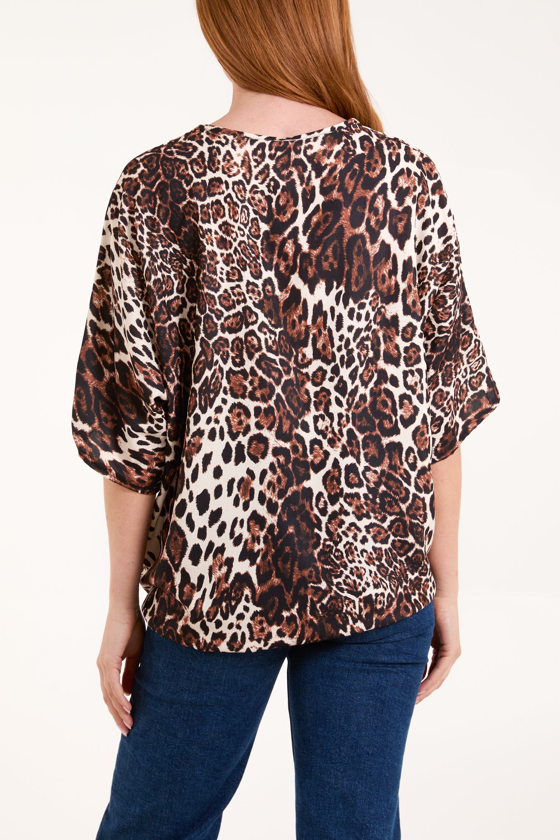 V-Neck Tied Front Leopard Top