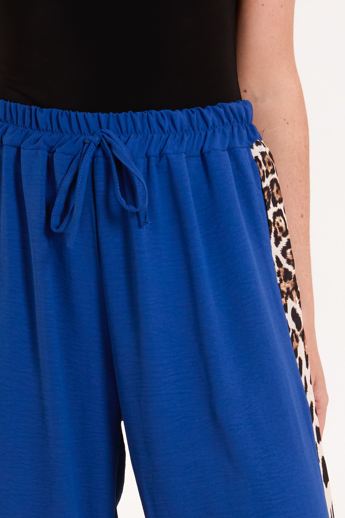 Leopard Side Stripe Wide Leg Trousers