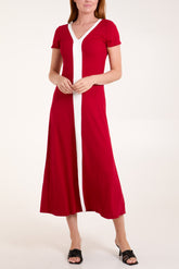 Short Sleeve Rib Front Panel Dress