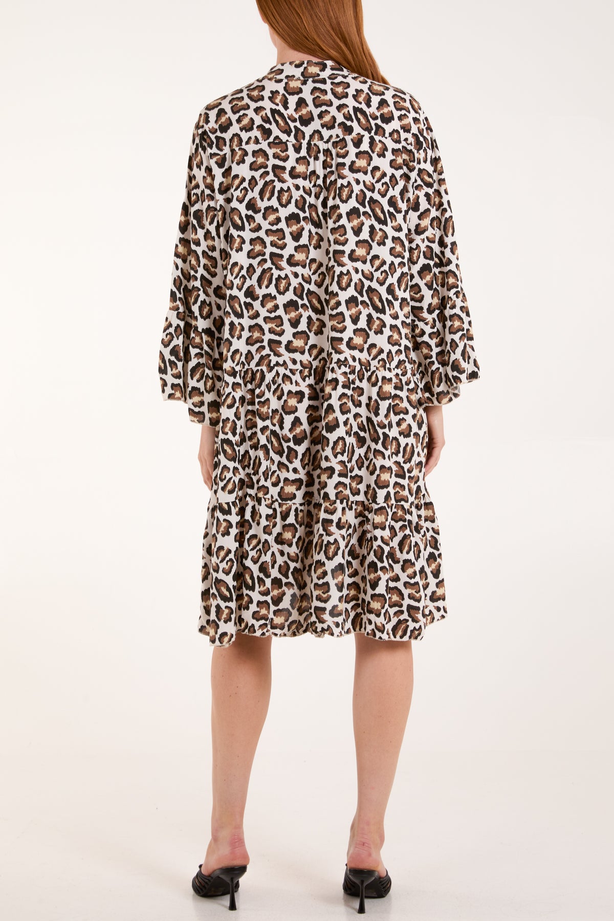 Leopard Print Tiered Midi Dress