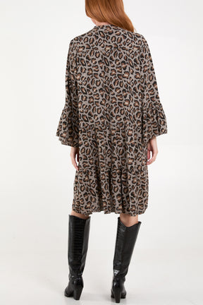 Leopard Print Tiered Mini Dress