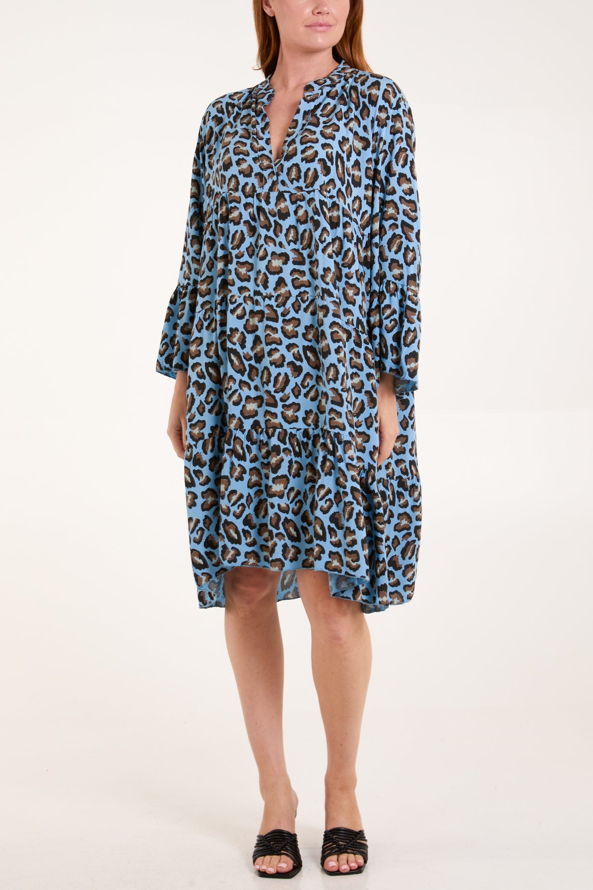 Leopard Print Tiered Midi Dress