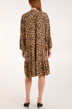 Leopard Print Tiered Mini Dress